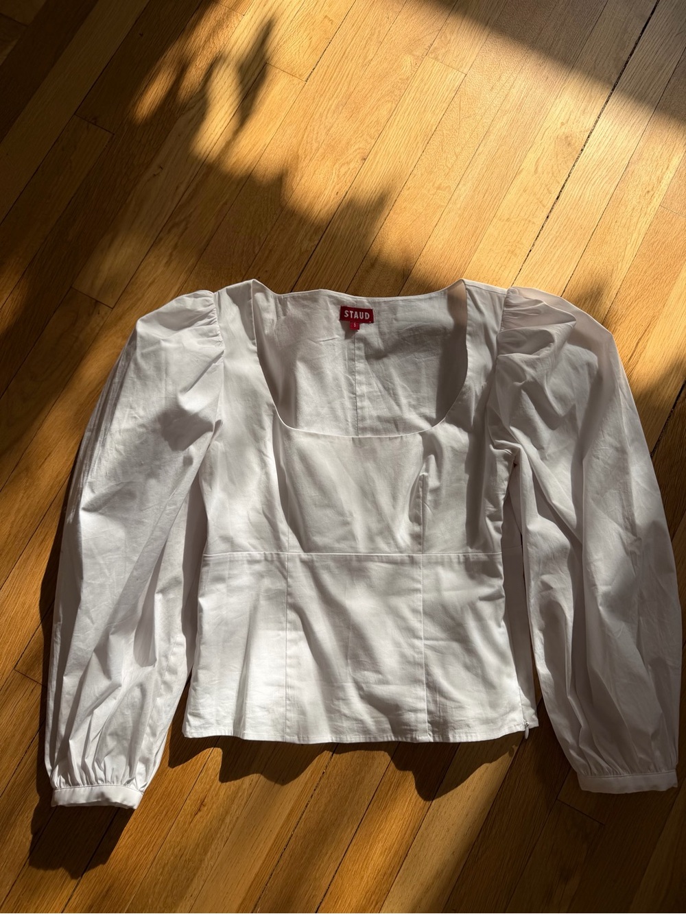 STAUD White Square Neck Puff Sleeve Top 6